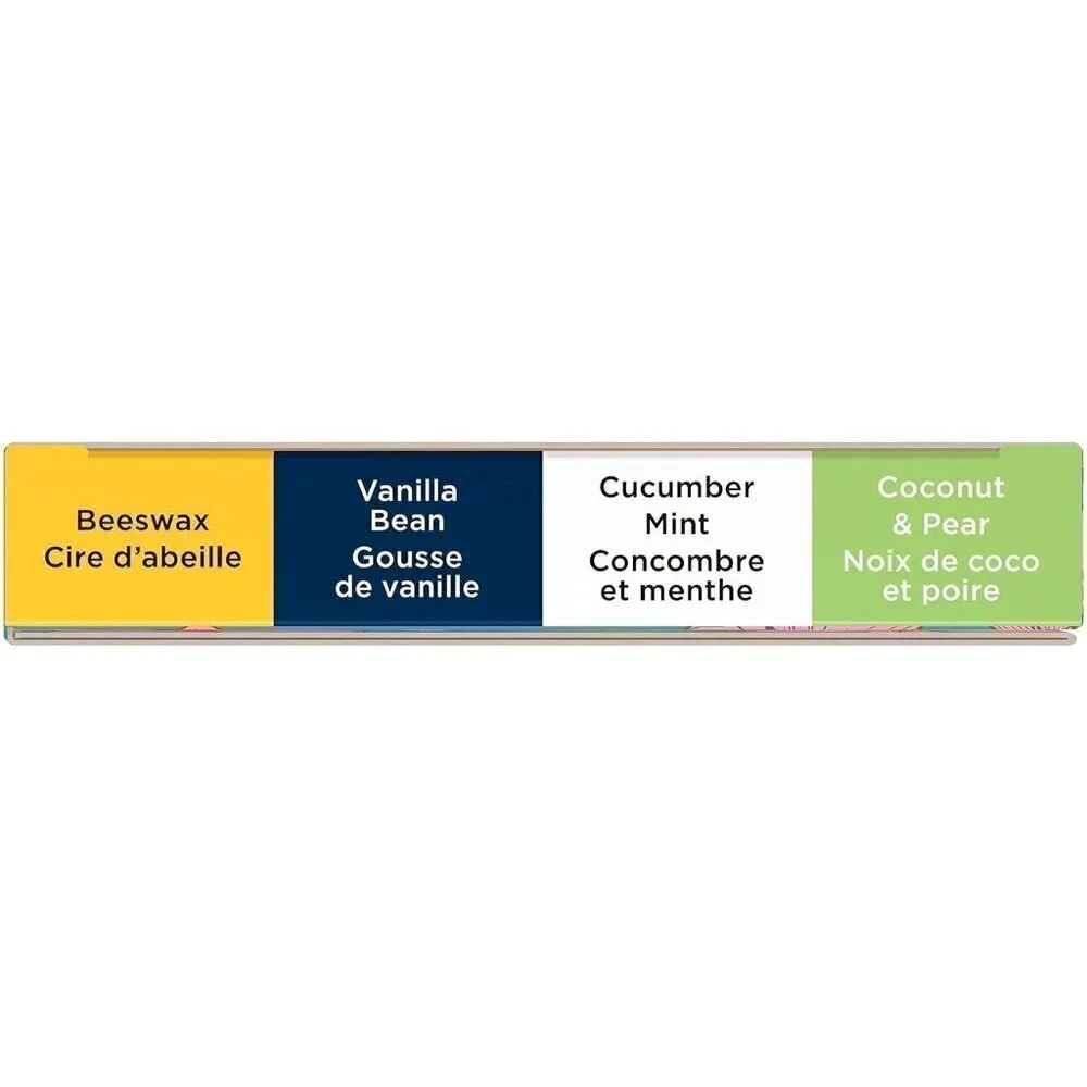 BURT'S BEES Lip Balm 4 Original Beeswax Cucumber Mint Coconut Pear Vanilla